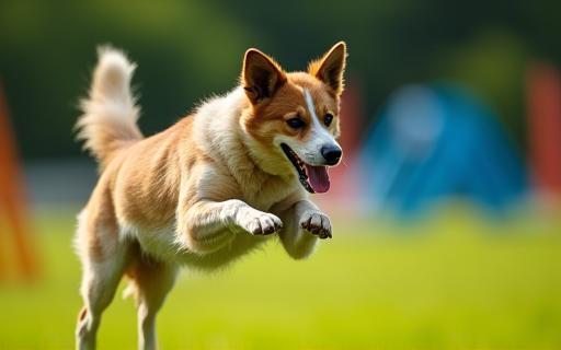 Chien franchissant un obstacle d'agility